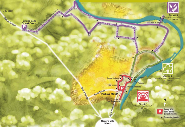 Plan des sentiers de Sainte Pezenne