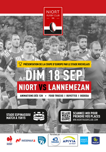 Rugby Nationale 2 : Niort Rugby Club / Cercle Amical Lannemezanais