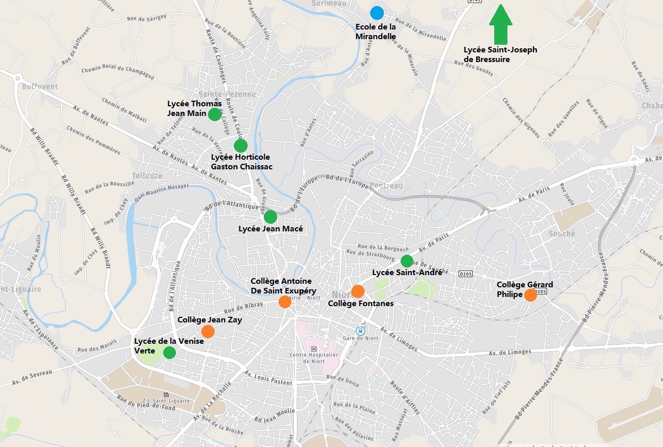 Carte des établissements scolaires