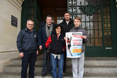 Point presse de présentation du Perche Elite Tour en présence d'Alain Baudin, maire-adjoint en charge des sports, Danièle Desmier, présidente du SNA, Jean-Marc Giraud, manager de l'étape niortaise et de Michel Lembicz, responsable de la perche au SNA©Brun