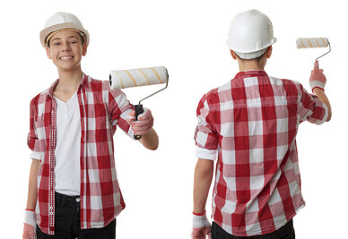 Cute teenager boy over white isolated background